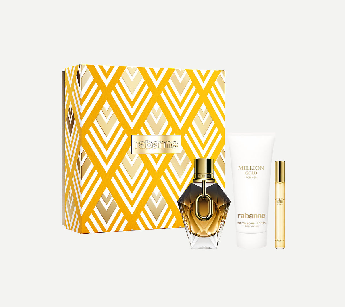 Rabanne Million Gold for Her Parfum & Body Lotion & Travel Spray Gift Set