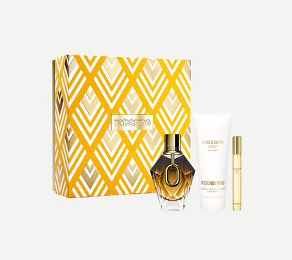Rabanne Million Gold for Her Parfum & Body Lotion & Travel Spray Gift Set